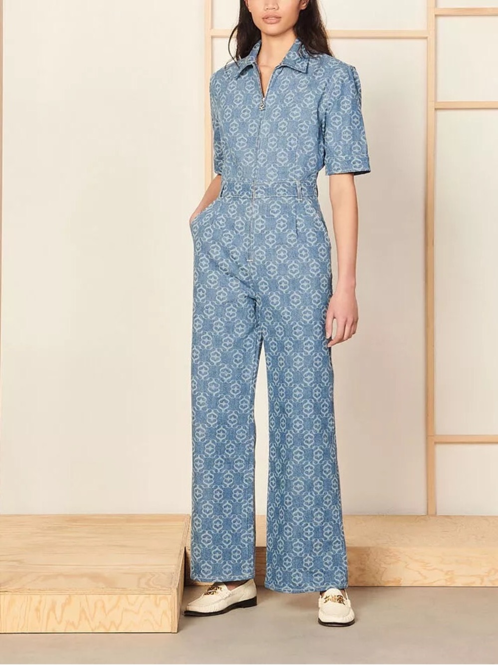 Sandro Logo Denim Jumpsuit